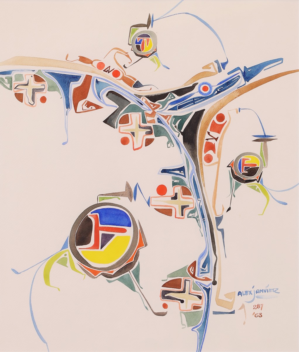 Alex Simeon Janvier: Untitled Composition; 1963