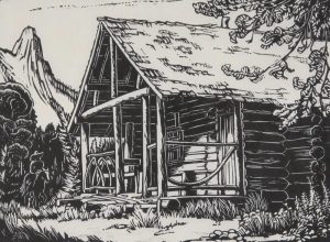 Margaret Dorothy Shelton: WARDEN’S CABIN AT ATHABASCA FALLS