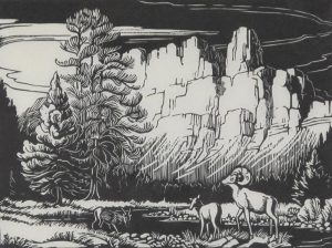 Margaret Dorothy Shelton: SHEEP AT CASTLE MOUNTAIN