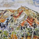David T. Alexander ROLLING; 1989 oil monoprint on paper 18 x 18.75 in.