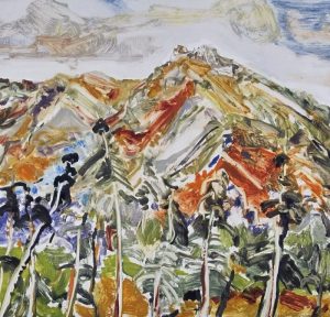 David T. Alexander ROLLING; 1989 oil monoprint on paper 18 x 18.75 in.