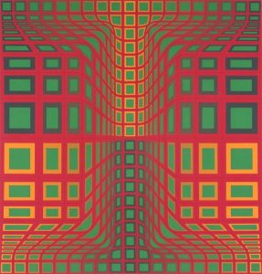 Victor Vasarely: COMPOSITION IN GREEN, ORANGE AND RED