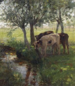 James Lillie Graham: CATTLE WATERING IN THE SHADE OF THE TREES