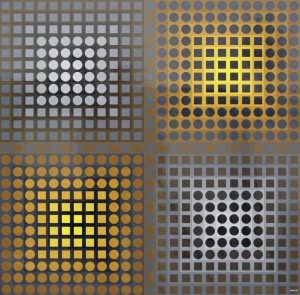 Victor Vasarely: EG-1-2 YELLOW/GREY POS. (KANTA SERIES)
