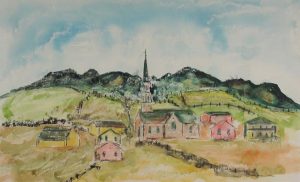 Gordon Robertson Macnamara: TOWN SCENE WITH CHURCH  |  CITY SCENE