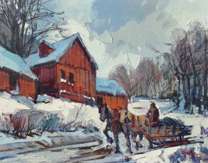 Charles Tatossian Garo: QUEBEC WINTER SCENE WITH HORSE-DRAWN SLEIGH