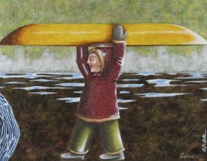 Ferdinando Nichola Spina: INUIT WITH KAYAK (GJOYA HAVEN, KING WILLIAM ISLAND)