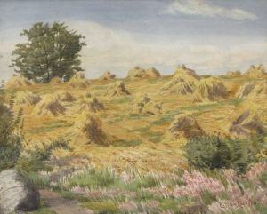 Emma May Martin: FIELD WITH STACKS OF HAY