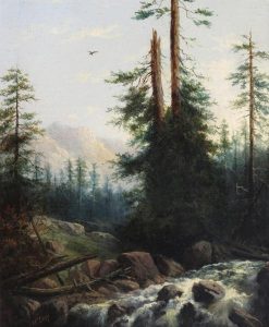 Henry Nesbit McEvoy: MOUNTAIN SCENE WITH ROCKY WATERFALL