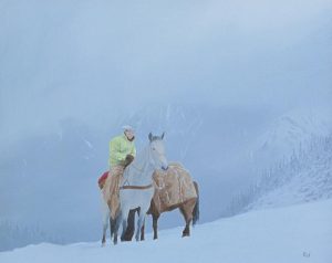 Ted Raftery: TAKING A BREATHER (WONDER PASS NR. MT. ASSINIBOINE – RIDER TED ANDERSON)
