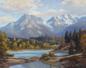 Duncan Mackinnon Crockford: ROCHER AND DEBOULE MOUNTAINS AT JUNCTION OF SKEENA AND BULKEY RIVERS, BC