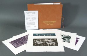 Illingworth Holey Kerr: 7 BLOCK PRINTS (folio);
ARCTIC HARE / STARRY NIGHT / BIRDS / LITTLE MOSES / NIGHT RAIDER / THE BIGHORNS / NIGHT SONG