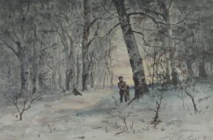 Marmaduke Matthews: LONE FIGURE IN A WINTER FOREST