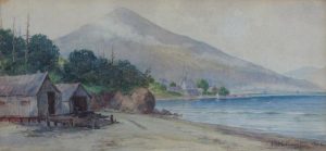 Farquhar McGillivray Strachan Stewart Knowles: FISHING SHACKS BY A COASTAL VILLAGE