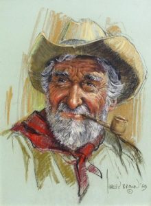 Harley Brown: OLD COWBOY WITH PIPE