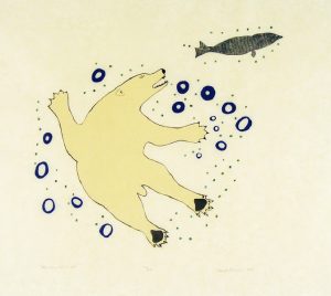 Agnes Nanogak Goose: BEAR CHASING SEAL IN WATER