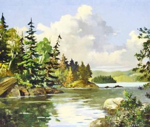 George Douglas Pepper: UNTITLED; ROCKY LAKE SHORE