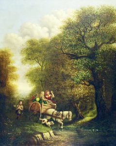 British School, 19th century: UNTITLED; CROSSING THE STREAM