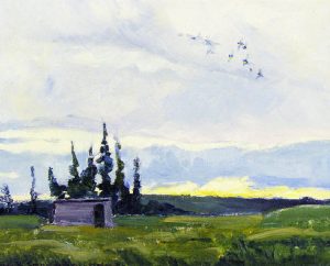 Orestes Nicholas (Rick) Grandmaison: UNTITLED; GEESE AT SUNSET