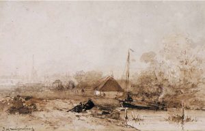 Johan Hendrik Weissenbruch: UNTITLED; FIGURES RESTING BY A RIVER