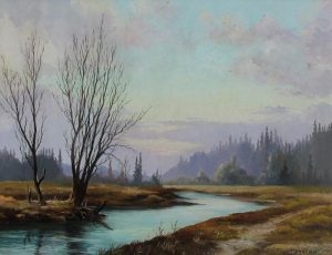 Duncan Mackinnon Crockford: AUTUMN RIVER LANDSCAPE