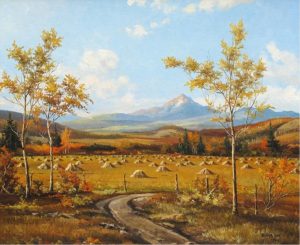 Duncan Mackinnon Crockford: STOOKS WITH DISTANT MOUNTAINS