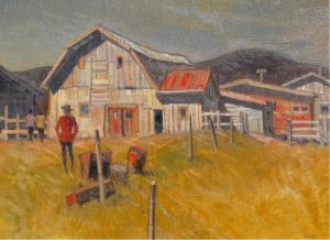 Henry George Glyde: OLD FARM BUILDINGS NEAR MILLARVILLE, ALTA