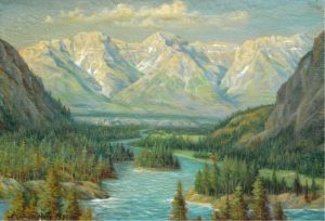 Andreas Roth: FAIRHOLME RANGE AND BOW RIVER (VIEW FROM THE BANFF SPRINGS HOTEL)
