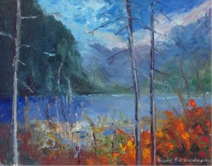 Nicolas N. de Grandmaison: AUTUMN LANDSCAPE WITH A MOUNTAIN LAKE