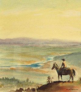Richard Audley (Dick) Freeman: RIDER OVERLOOKING THE FOOTHILLS