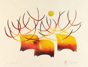 Simon Brascoupe: THREE MIGRATING ELK