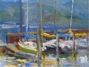Orestes Nicholas (Rick) Grandmaison: EVENING IMPRESSION WITH BOATS