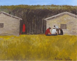 Allen Sapp: MEN VISITING AND PLAYING HAND GAMES