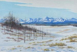 John Davenall Turner: WINTER IN THE FOOTHILLS WITH A VIEW OF THE ROCKY MOUNTAINS