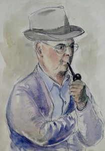 Henry George Glyde: PORTRAIT OF A MAN WITH PIPE AND HAT