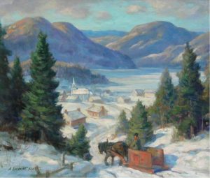 Adam Sherriff Scott: WINTER LANDSCAPE WITH HORSE AND SLED