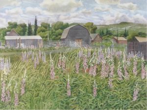 James Stanford (Stan) Perrott: BARN WITH FOXGLOVE