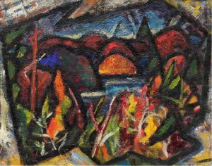 Kenneth Loveless: AUTUMN LANDSCAPE WITH LAKE AND TREES