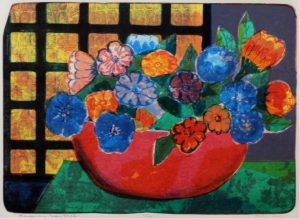 John Harold Thomas Snow: FLOWERS ON A GREEN TABLE