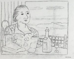 John Harold Thomas Snow: WOMAN SITTING BY A WINDOW DRINKING WINE