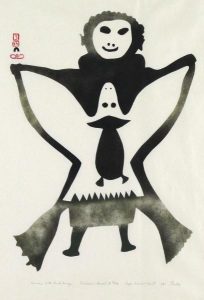 Pudlo Pudlat: WOMAN WITH BIRD IMAGE
