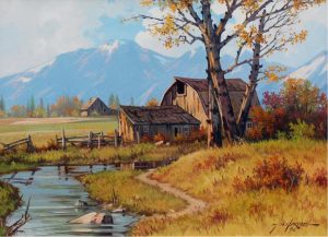 George A. Horvath: MOUNTAIN FARM WITH CREEK