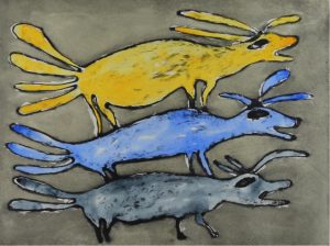 Kenojuak Ashevak: THREE CARIBOU