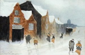 Paul Archibald Caron: WINTER TOWN WITH FIGURES AND COACH  |  WINTER TOWN  WITH DISTANT HILLS