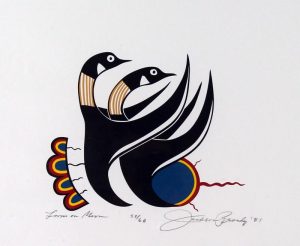 Jackson Beardy: LOONS ON MOON