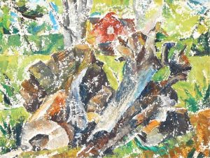 Bertram Richard Brooker: ABSTRACT TREE TRUNKS AND HOUSE
