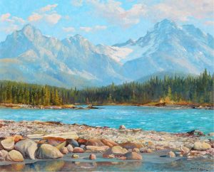 Duncan Mackinnon Crockford: THE ATHABASCA RIVER, BANFF JASPER HIGHWAY, ALBERTA