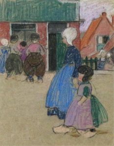 Mary Alexandra Bell Eastlake: MOTHER AND CHILD IN A DUTCH TOWN