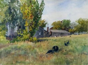 William Daniel Blatchly: FARMYARD WITH TURKEYS
