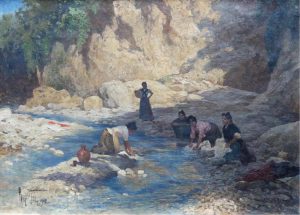 Max Karl Tilke: WOMEN WASHING CLOTHES IN THE RIVER